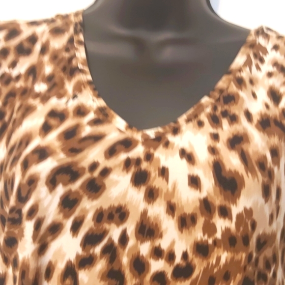 PETER NYGARD | Women's Petites Animal Print Top Brown White Size Small - Picture 3 of 7